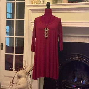 Cranberry Red Long Sleeve Dress with pockets
